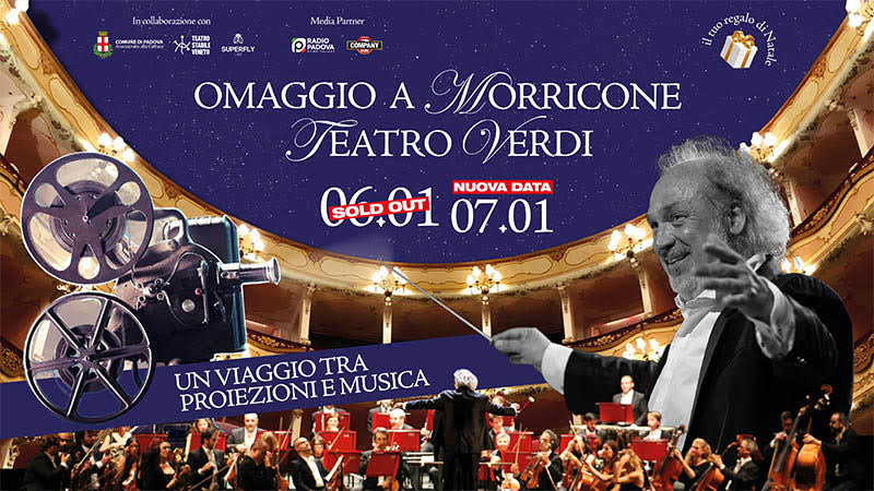 Locandina del concerto omaggio a Morricone al Teatro Verdi di Padova 7 gennaio 2024